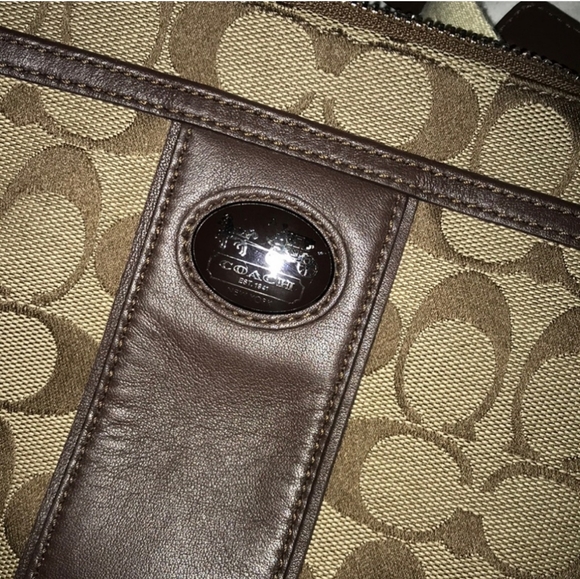 Coach "Legacy Signature Stripe Swingpack" Crossbody Bag Khaki Brown Purse! - Picture 2 of 11